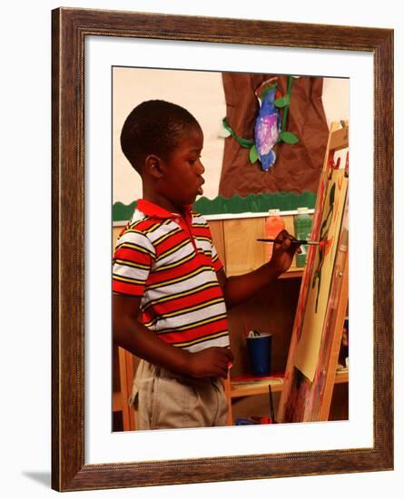 Student in Kindergarten Art Class-Bill Bachmann-Framed Photographic Print