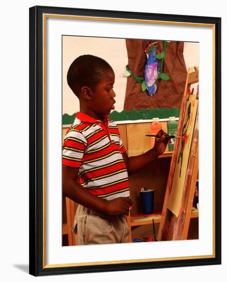 Student in Kindergarten Art Class-Bill Bachmann-Framed Photographic Print