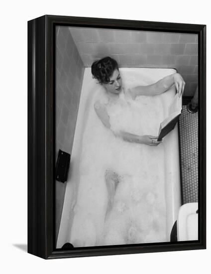 Student Vera Bogach of Massachusetts College, Studying for Exams in a Bubble Bath-Yale Joel-Framed Premier Image Canvas