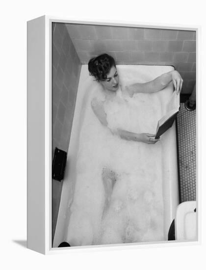 Student Vera Bogach of Massachusetts College, Studying for Exams in a Bubble Bath-Yale Joel-Framed Premier Image Canvas