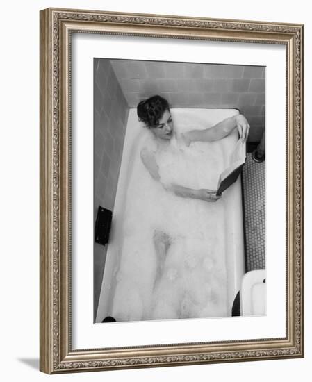 Student Vera Bogach of Massachusetts College, Studying for Exams in a Bubble Bath-Yale Joel-Framed Photographic Print