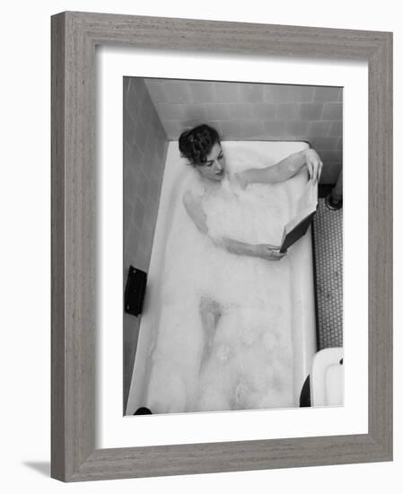 Student Vera Bogach of Massachusetts College, Studying for Exams in a Bubble Bath-Yale Joel-Framed Photographic Print