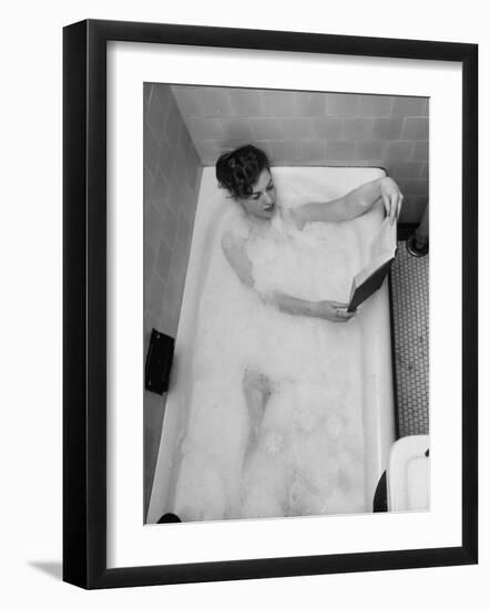 Student Vera Bogach of Massachusetts College, Studying for Exams in a Bubble Bath-Yale Joel-Framed Photographic Print