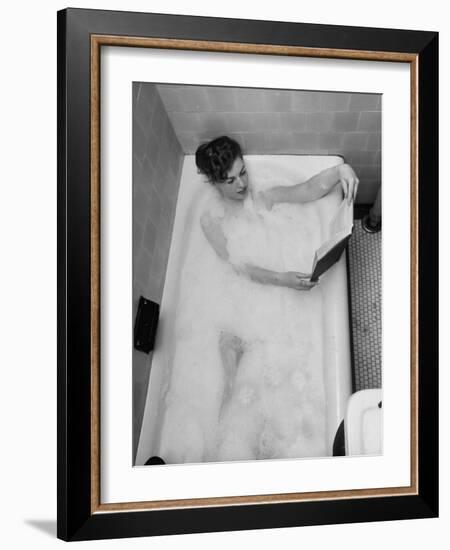 Student Vera Bogach of Massachusetts College, Studying for Exams in a Bubble Bath-Yale Joel-Framed Photographic Print