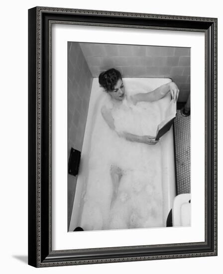 Student Vera Bogach of Massachusetts College, Studying for Exams in a Bubble Bath-Yale Joel-Framed Photographic Print