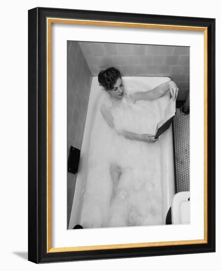 Student Vera Bogach of Massachusetts College, Studying for Exams in a Bubble Bath-Yale Joel-Framed Photographic Print