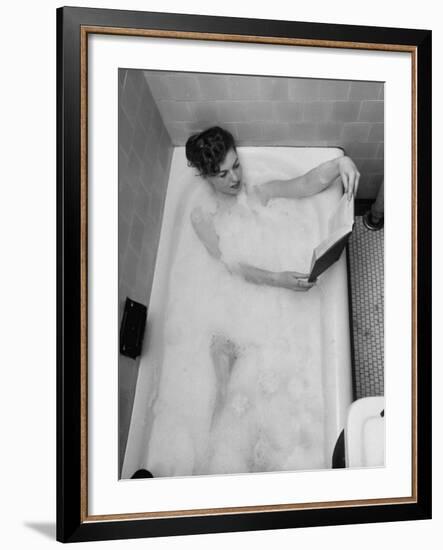 Student Vera Bogach of Massachusetts College, Studying for Exams in a Bubble Bath-Yale Joel-Framed Photographic Print