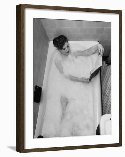 Student Vera Bogach of Massachusetts College, Studying for Exams in a Bubble Bath-Yale Joel-Framed Photographic Print