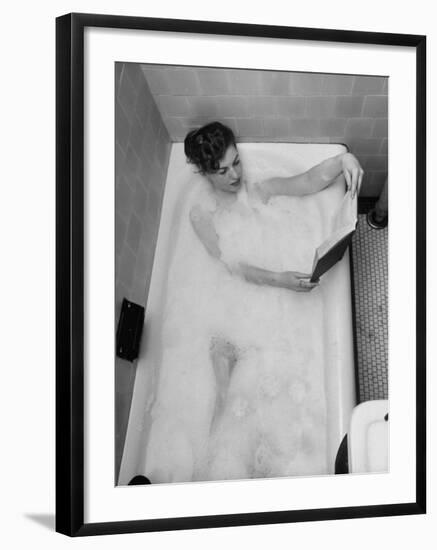 Student Vera Bogach of Massachusetts College, Studying for Exams in a Bubble Bath-Yale Joel-Framed Photographic Print
