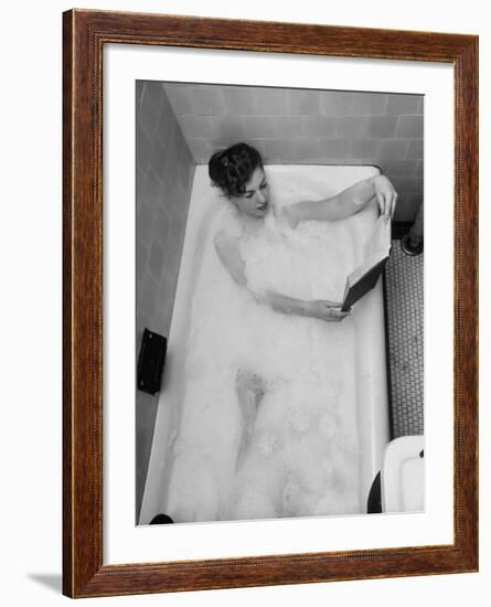 Student Vera Bogach of Massachusetts College, Studying for Exams in a Bubble Bath-Yale Joel-Framed Photographic Print