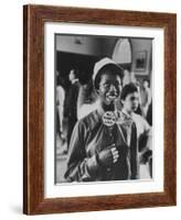 Student Wearing Hat and Button on Shirt That Says: All I Want is Love on "Old Clothes Day"-Gordon Parks-Framed Photographic Print