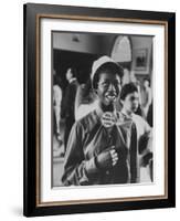 Student Wearing Hat and Button on Shirt That Says: All I Want is Love on "Old Clothes Day"-Gordon Parks-Framed Photographic Print