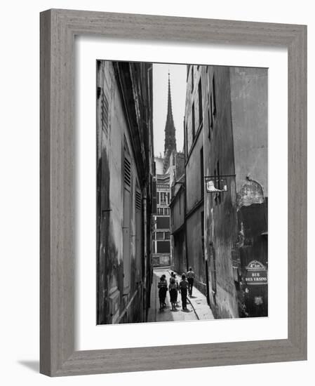 Students Abroad Touring in the 4th Arrondissement-Yale Joel-Framed Photographic Print