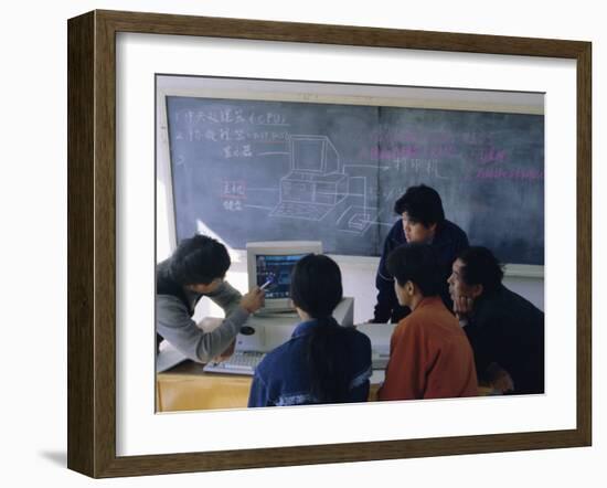 Students at a Computer Demonstration in a Class at a Rural School, China-Doug Traverso-Framed Photographic Print