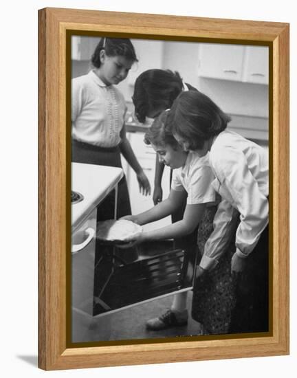 Students Baking a Pie at Saddle Rock School-Allan Grant-Framed Premier Image Canvas