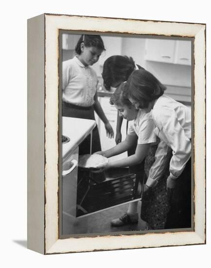 Students Baking a Pie at Saddle Rock School-Allan Grant-Framed Premier Image Canvas