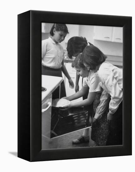 Students Baking a Pie at Saddle Rock School-Allan Grant-Framed Premier Image Canvas