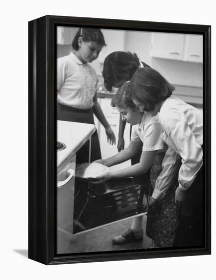 Students Baking a Pie at Saddle Rock School-Allan Grant-Framed Premier Image Canvas