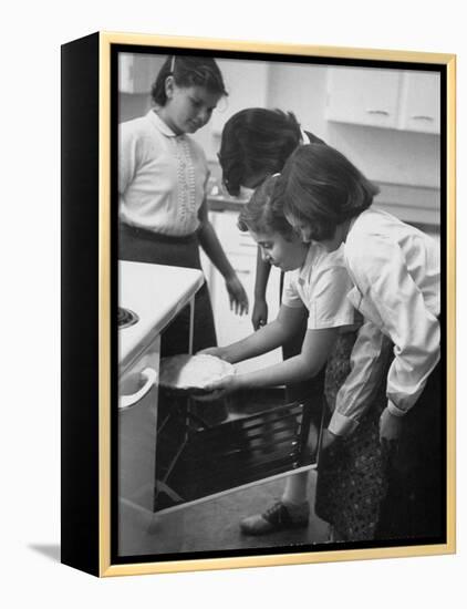 Students Baking a Pie at Saddle Rock School-Allan Grant-Framed Premier Image Canvas