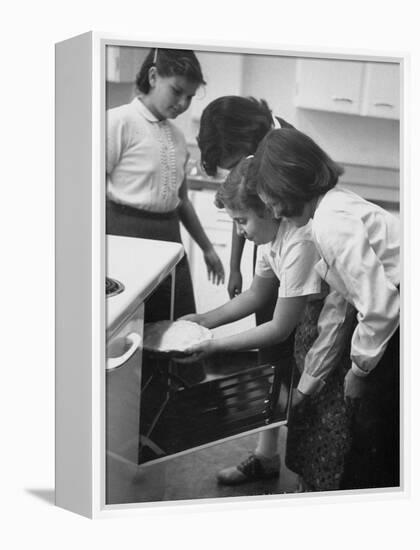 Students Baking a Pie at Saddle Rock School-Allan Grant-Framed Premier Image Canvas