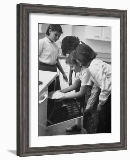 Students Baking a Pie at Saddle Rock School-Allan Grant-Framed Photographic Print