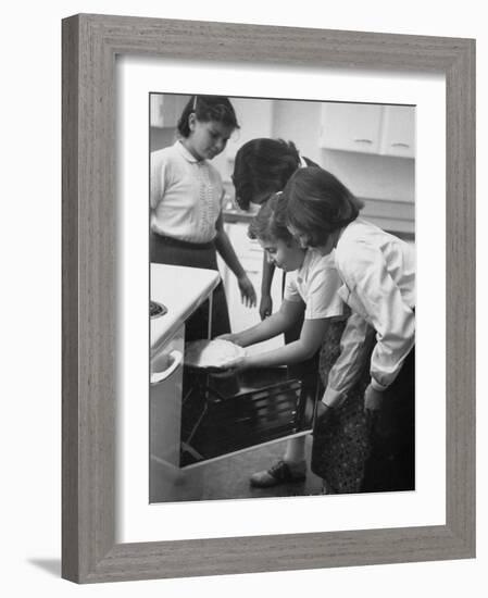 Students Baking a Pie at Saddle Rock School-Allan Grant-Framed Photographic Print