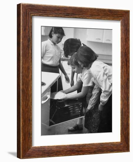 Students Baking a Pie at Saddle Rock School-Allan Grant-Framed Photographic Print