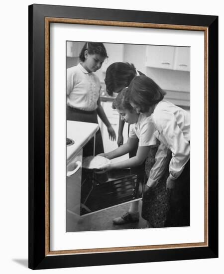 Students Baking a Pie at Saddle Rock School-Allan Grant-Framed Photographic Print