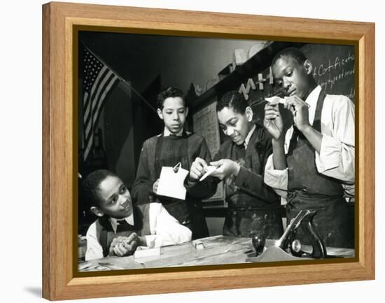 Students Build Airplane Models-null-Framed Premier Image Canvas