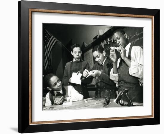 Students Build Airplane Models-null-Framed Photographic Print