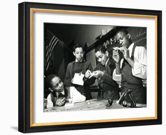 Students Build Airplane Models-null-Framed Photographic Print