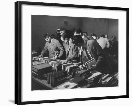 Students Buying Books at a Sale at Harvard University-Dmitri Kessel-Framed Photographic Print