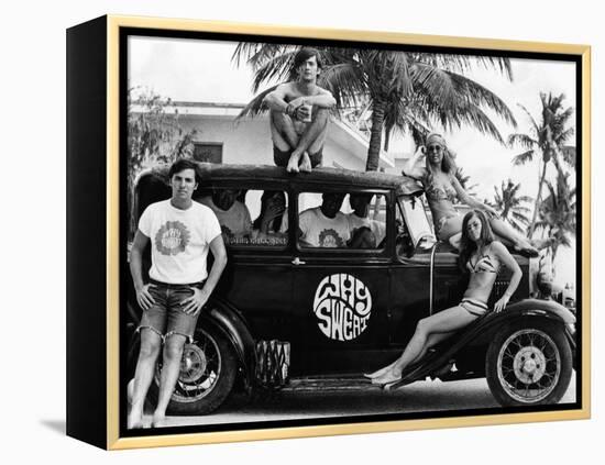 Students During Spring Break at Ft Lauderdale with 1930s Roadster, Apr 20, 1968-null-Framed Stretched Canvas