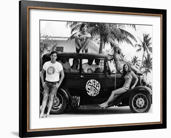 Students During Spring Break at Ft Lauderdale with 1930s Roadster, Apr 20, 1968-null-Framed Photo