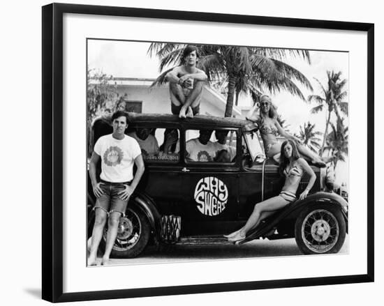 Students During Spring Break at Ft Lauderdale with 1930s Roadster, Apr 20, 1968-null-Framed Photo