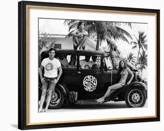 Students During Spring Break at Ft Lauderdale with 1930s Roadster, Apr 20, 1968-null-Framed Photo