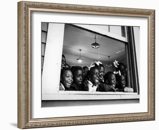 Students Looking Out the Window of the All Black Thomy Lafon School-Robert W^ Kelley-Framed Photographic Print