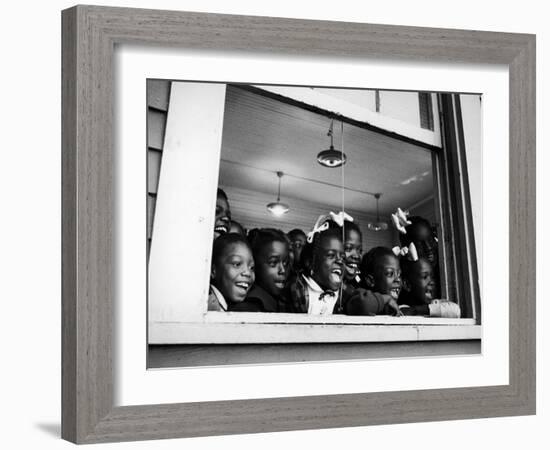 Students Looking Out the Window of the All Black Thomy Lafon School-Robert W^ Kelley-Framed Photographic Print