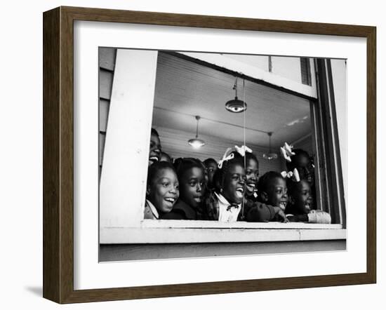 Students Looking Out the Window of the All Black Thomy Lafon School-Robert W^ Kelley-Framed Photographic Print