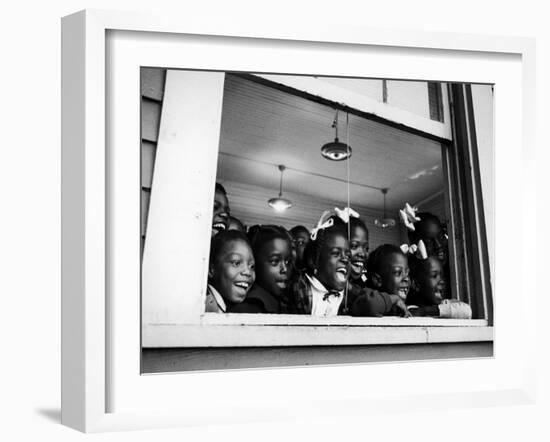 Students Looking Out the Window of the All Black Thomy Lafon School-Robert W^ Kelley-Framed Photographic Print