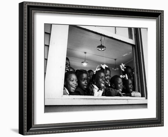 Students Looking Out the Window of the All Black Thomy Lafon School-Robert W^ Kelley-Framed Photographic Print