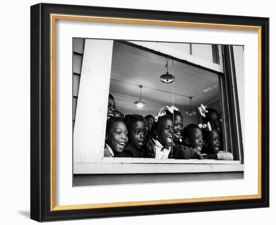 Students Looking Out the Window of the All Black Thomy Lafon School-Robert W^ Kelley-Framed Photographic Print