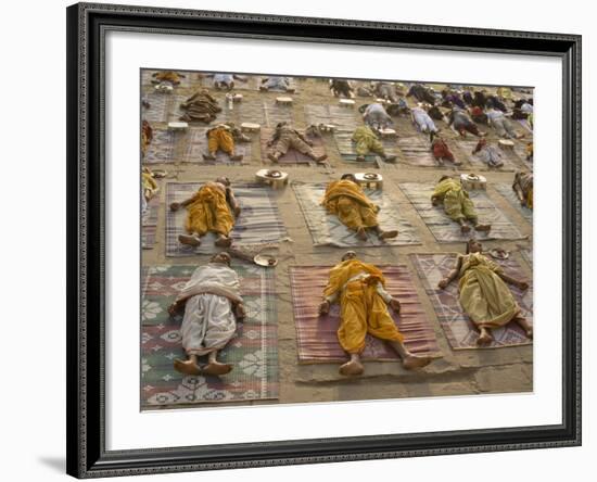 Students of a Sanskrit School Performing the Savasana Posture During Daily Yoga Lesson, India-null-Framed Photographic Print