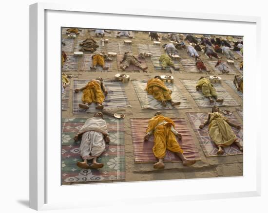 Students of a Sanskrit School Performing the Savasana Posture During Daily Yoga Lesson, India-null-Framed Photographic Print