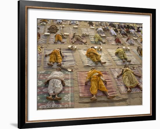 Students of a Sanskrit School Performing the Savasana Posture During Daily Yoga Lesson, India-null-Framed Photographic Print