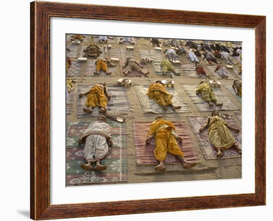 Students of a Sanskrit School Performing the Savasana Posture During Daily Yoga Lesson, India-null-Framed Photographic Print