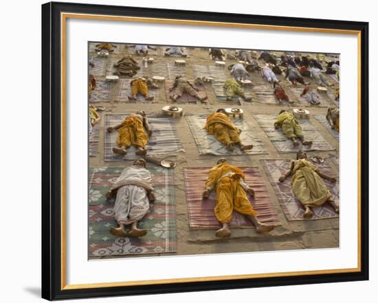 Students of a Sanskrit School Performing the Savasana Posture During Daily Yoga Lesson, India-null-Framed Photographic Print