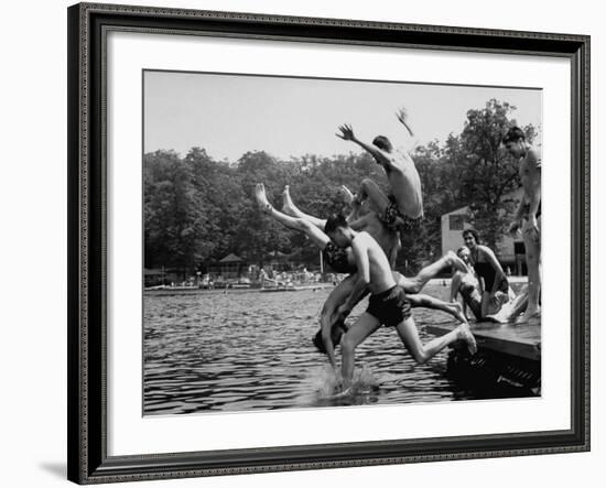 Students of Palmerton High School Going Swimming-Walter Sanders-Framed Photographic Print