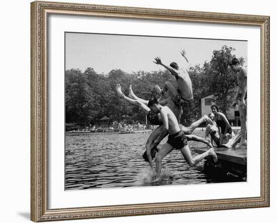 Students of Palmerton High School Going Swimming-Walter Sanders-Framed Photographic Print