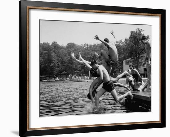 Students of Palmerton High School Going Swimming-Walter Sanders-Framed Photographic Print